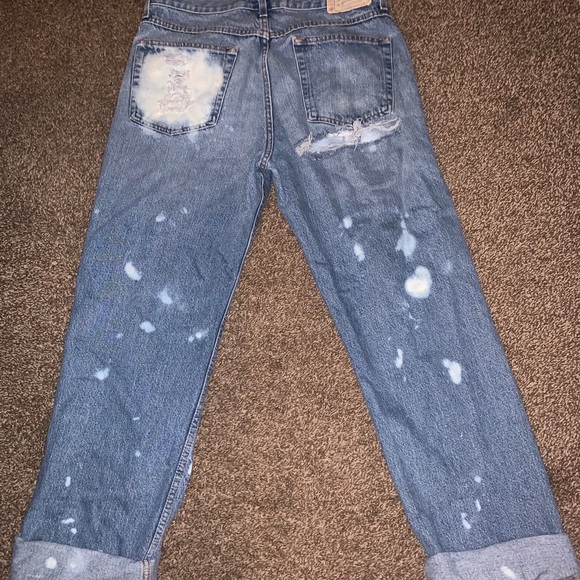 Handmade Distressed Acid Wash Jeans - Picture 2 of 4